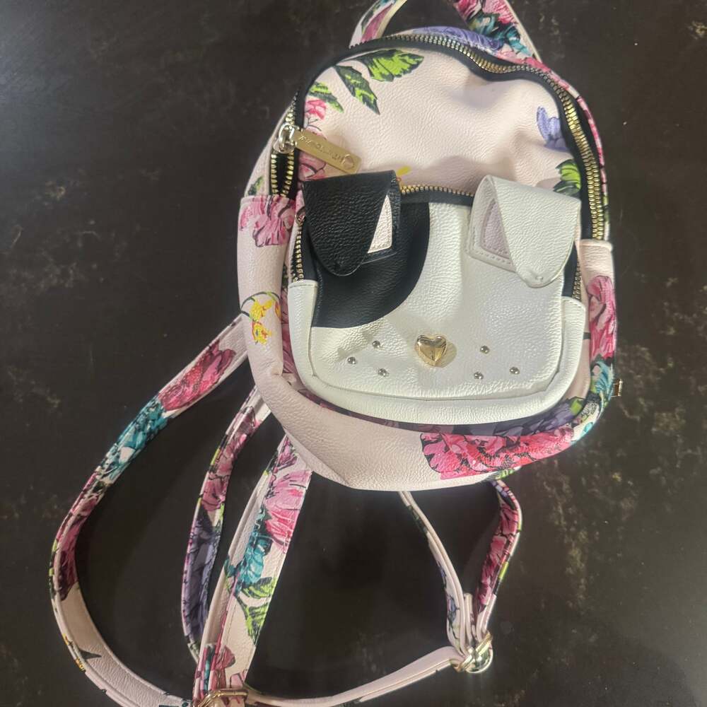 Betsey Johnson Kitsch Puppy Dog Floral Print Mini Backpack